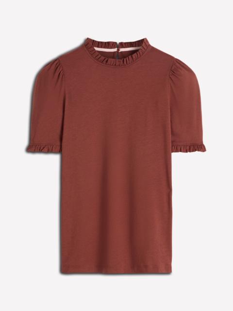 BODEN Supersoft Frill Detail T-shirt-Roasted Brown