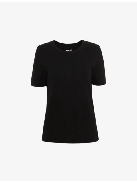 WHISTLES Rosa double-trim cotton T-shirt