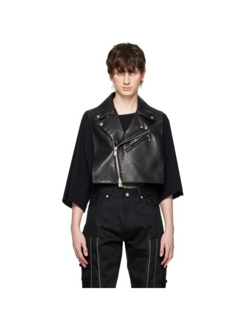 TAKAHIROMIYASHITA TheSoloist. Black Motorcycle Dickie Faux-Leather Vest