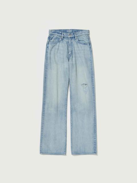 AURALEE FADED SELVEDGE LIGHT DENIM PANTS