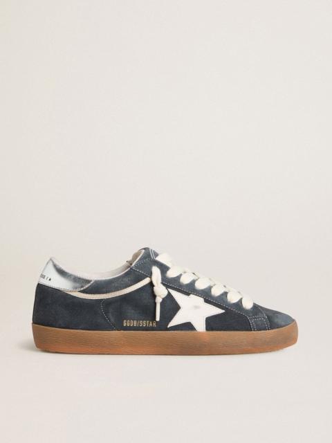 Golden Goose Men's Super-Star in gray suede with white leather star and silver leather heel tab