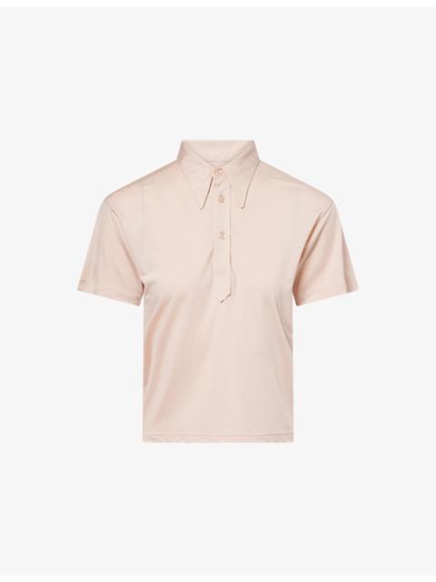 Maison Margiela Short-Sleeve Logo-Embroidered Stretch-Woven Polo Shirt