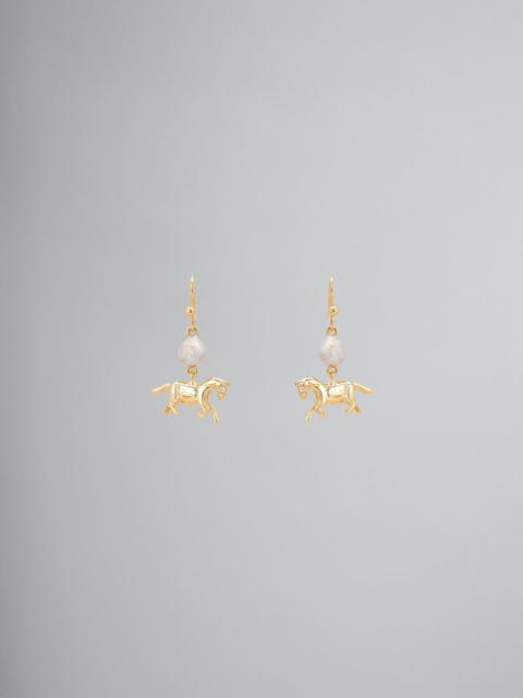 Marni GOLD HORSE DROP EARRINGS