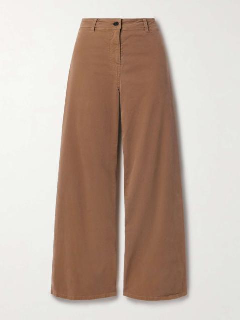 NILI LOTAN Megan cotton-blend twill wide-leg pants Brown
