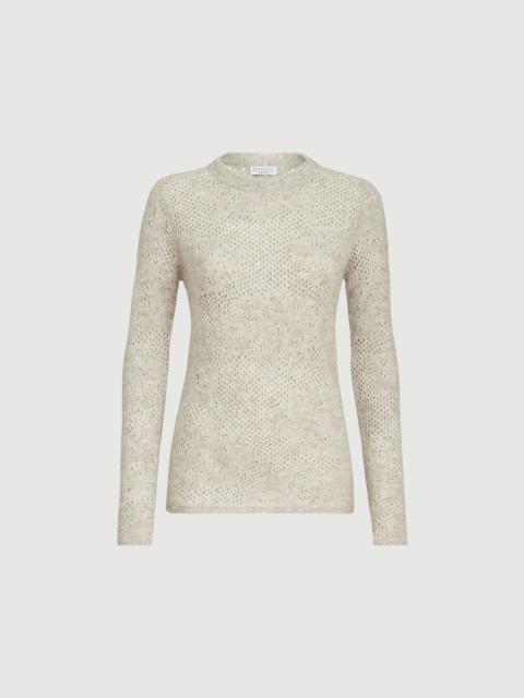 Brunello Cucinelli Lace flowers sweater in sparkling mohair and virgin wool