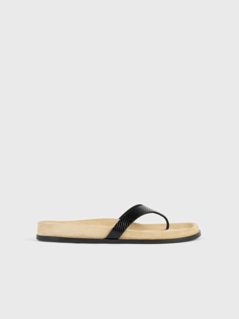 TOTEME Contoured lizard-embossed flip flops beige/black