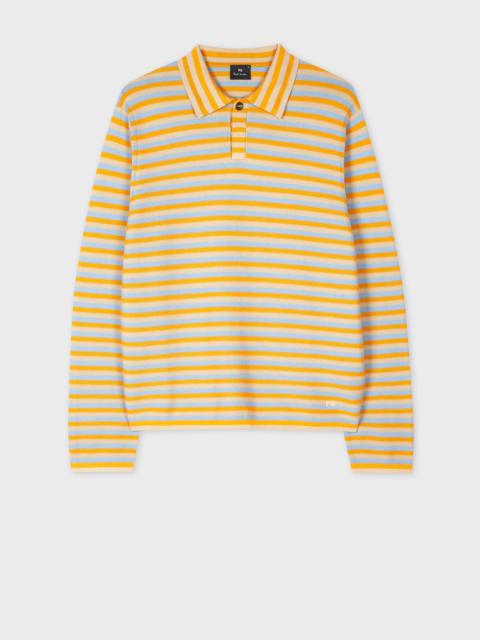 Paul Smith Yellow Faded Stripe Knitted Cotton Polo Shirt