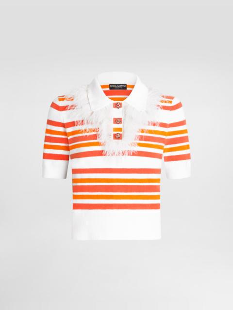 Dolce & Gabbana Polo shirt pullover in striped knit