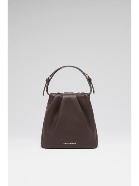 Amina Muaddi VITTORIA BAG COFFEE NAPPA AND GOLD HARDWARE