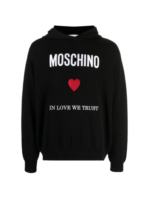 Moschino slogan-print cotton hoodie