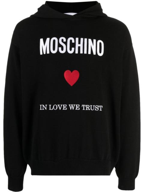 slogan-print cotton hoodie