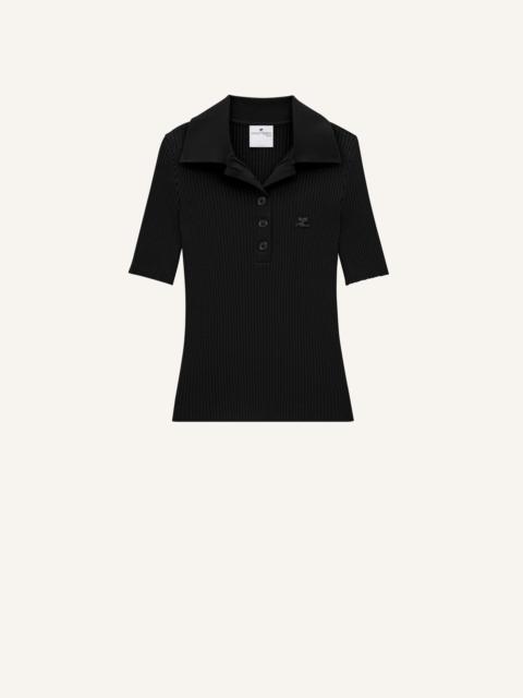 courrèges ICONIC RIB KNIT POLO SHIRT
