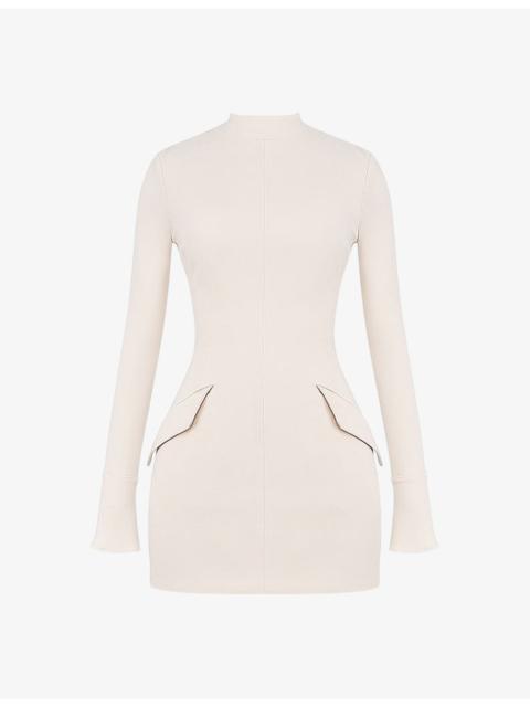 House of CB Mahalia fluted-cuffs stretch-woven mini dress