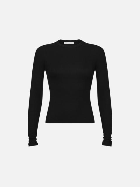 Long Sleeve Rib Crew in Black