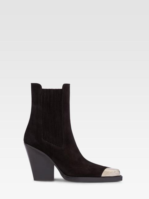 PARIS TEXAS Suede texan ankle boot with metallic toe