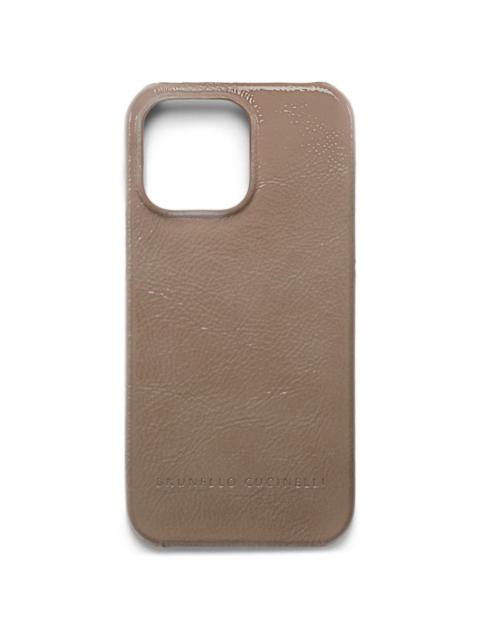 Brunello Cucinelli logo-stamp leather phone case