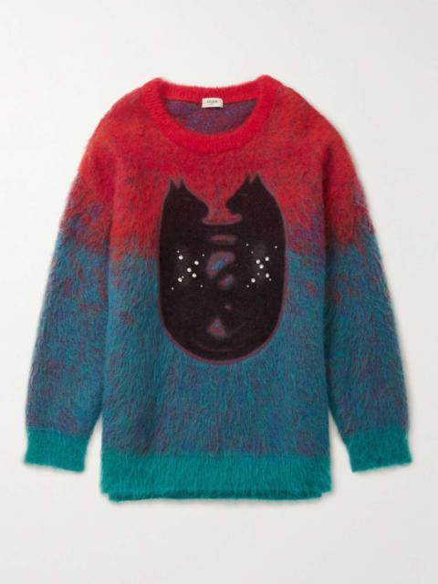 CELINE Embellished Appliquéd Dégradé Mohair-Blend Sweater