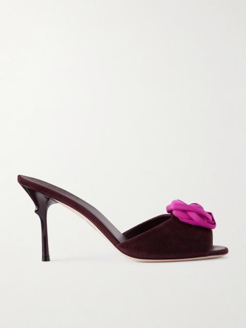 Roger Vivier Epine Rose 85 Floral-appliquéd Suede Mules