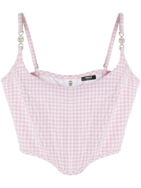 gingham-print corset top