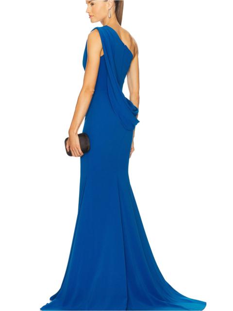 ALEX PERRY One Shoulder Drape Gown