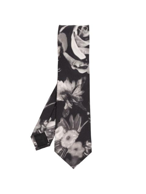 Alexander McQueen floral print silk tie
