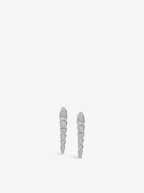 Serpenti 18kt white-gold earrings with full pavé diamonds