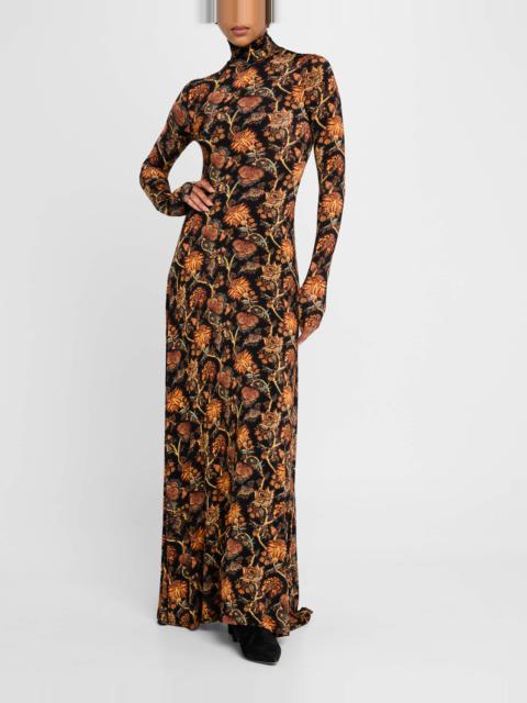 ULLA JOHNSON Amari Printed Turtleneck Maxi Dress