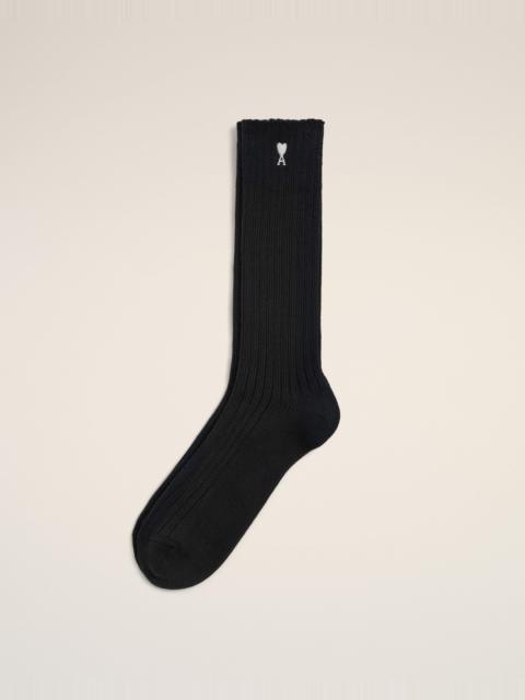 AMI Paris BLACK COTTON SOCKS WITH AMI DE COEUR