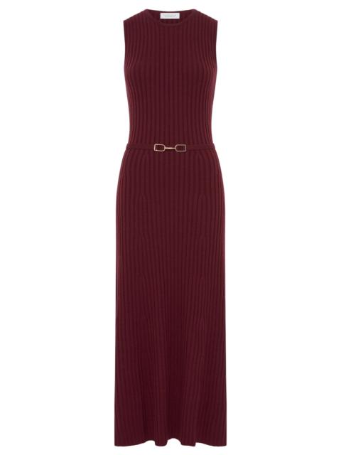 GABRIELA HEARST Meier Knit Midi Dress in Bordeaux Merino Wool Cashmere