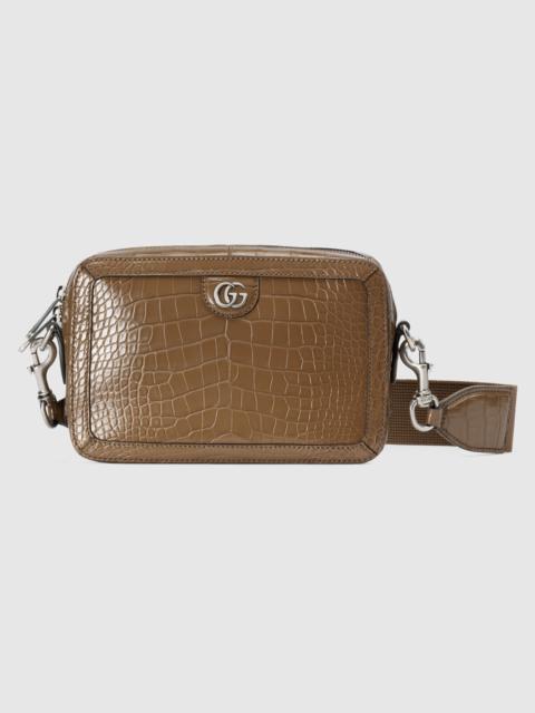 GUCCI Crocodile crossbody bag with Double G