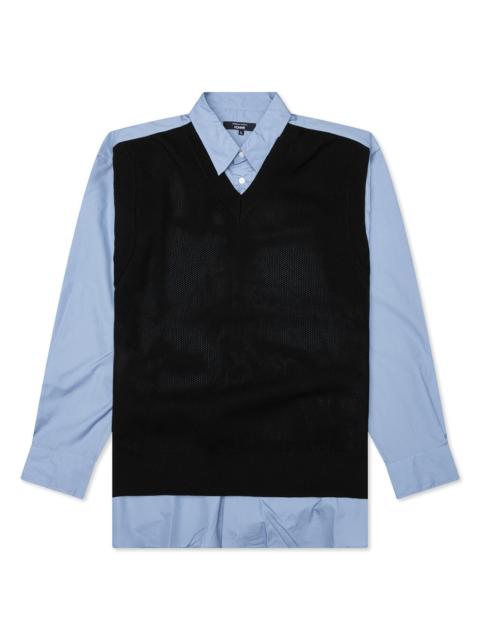 Comme des Garçons Homme MIXED MATERIAL SHIRT - SAX/NAVY