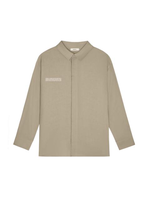 PANGAIA Mens DNA Linen Collared Long Sleeve Shirt - Cliff Beige