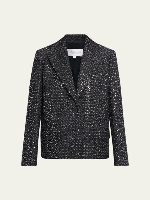 MICHAEL KORS COLLECTION Single-Button Sequin Cotton Tweed Blazer
