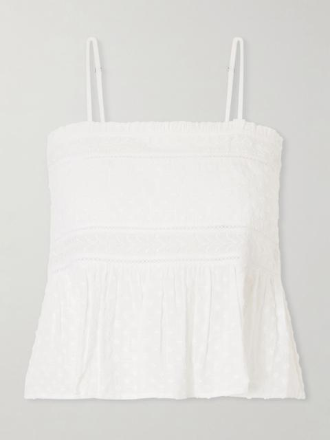 Thierry Colson Saskia embroidered cotton-voile top White