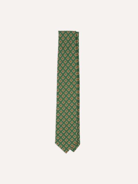 Drake's Green Tile Medallion Print Silk Self Tipped Tie