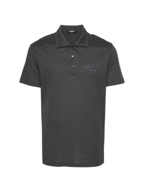 VERSACE logo-embroidered cotton polo shirt