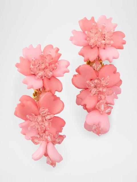 Oscar de la Renta Triple Drop Flower Earrings