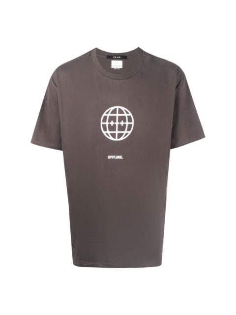 Offline slogan-print cotton T-shirt