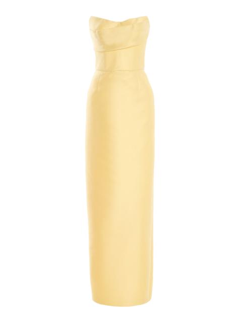 Monique Lhuillier Strapless Column Gown yellow