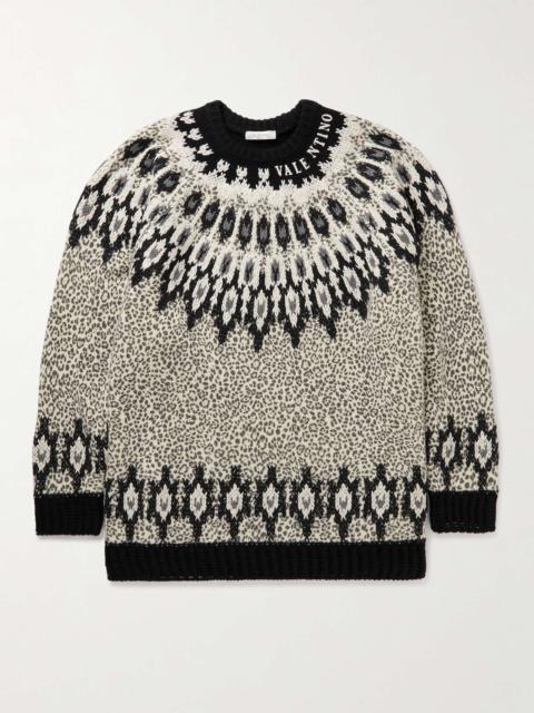 Embroidered Leopard-Print Virgin Wool Sweater