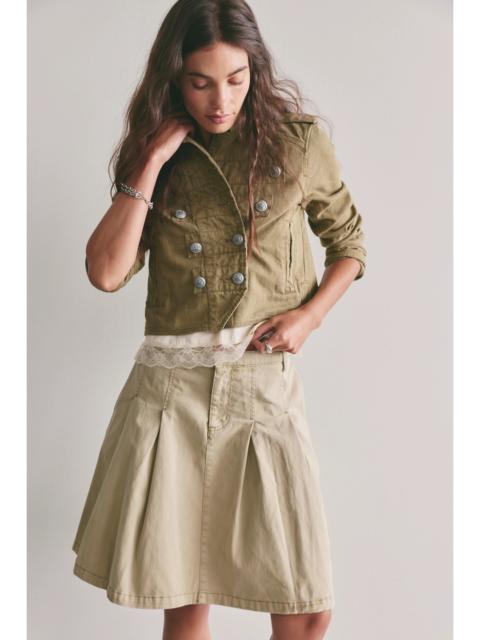 FREE PEOPLE Chino Pleated Midi Skirt