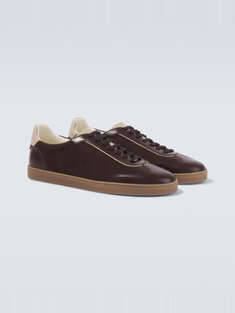 Brunello Cucinelli Leather-trimmed suede sneakers
