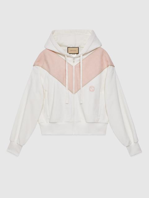 GUCCI Cotton jersey zip sweatshirt with patch