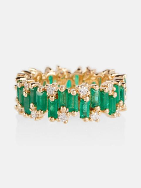 SUZANNE KALAN 18kt gold ring with emeralds