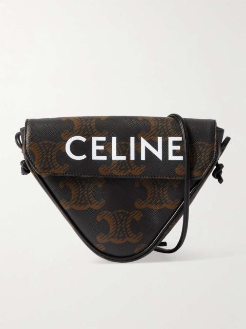 CELINE Triangle Triomphe Leather-Trimmed Logo-Print Coated-Canvas Messenger Bag