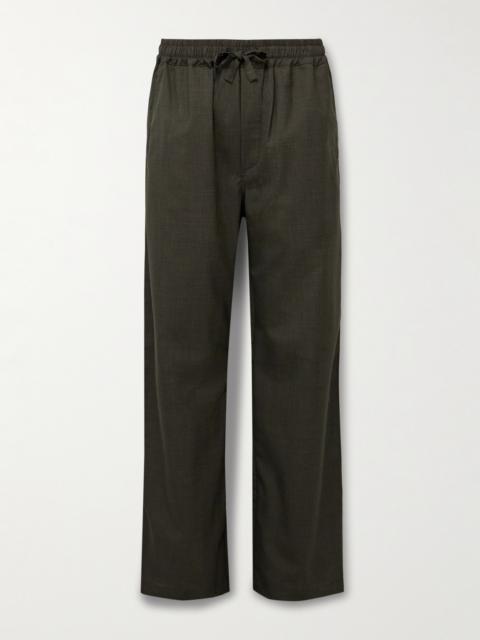 SAMAN AMEL Straight-Leg Wool Drawstring Trousers