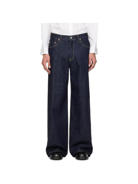Fumito Ganryu Navy 5P Flare Sarouel Jeans | REVERSIBLE