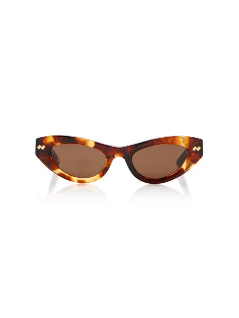 Bottega Veneta Bold Ribbon Stud Acetate Sunglasses brown