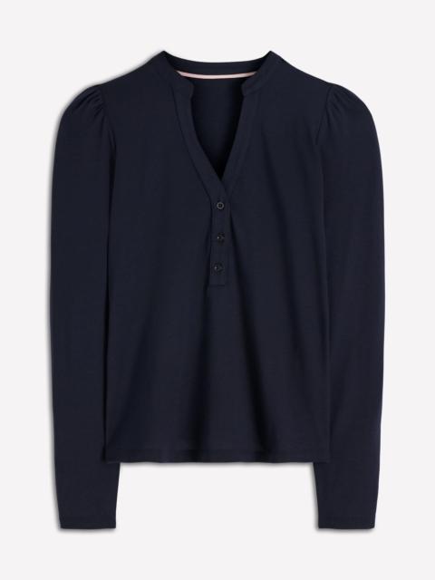 BODEN Supersoft Open Neck Henley-Navy