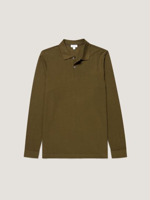 Sunspel Long Sleeve Piqué Polo Shirt